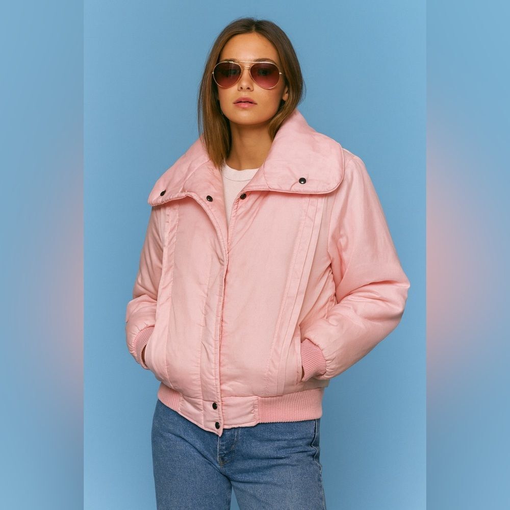 Vintage Pink Ski Puffer Jacket Retro Apres Ski Aspen Style Bomber M